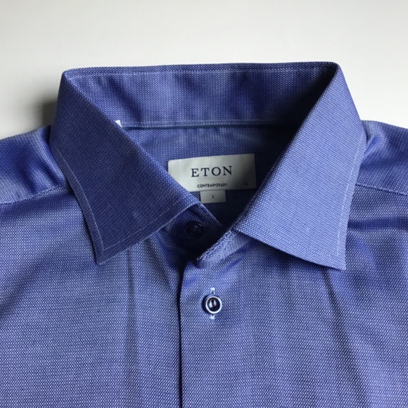 ETON  nice shade of   blue dress cotton shirt Sz 16 made in Romania  🇷🇴 - Picture 8 of 10